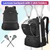 imageExtra Large Lacrosse Backpack with 2 Stick Holders Professional Lacrosse Bag for Youth with Ventilated Cleats Compartment and Insulated Pocket for All Field Hockey GearBlack