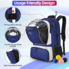 imageExtra Large Lacrosse Backpack with 2 Stick Holders Professional Lacrosse Bag for Youth with Ventilated Cleats Compartment and Insulated Pocket for All Field Hockey GearBlue
