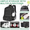 imageTennis Bag Holds 2 Rackets Professional Tennis Bags for Women Tennis Backpack with Ventilated Shoe CompartmentBlack