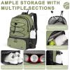 imageTennis Bag Holds 2 Rackets Professional Tennis Bags for Women Tennis Backpack with Ventilated Shoe CompartmentGreen