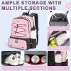 imageTennis Bag Holds 2 Rackets Professional Tennis Bags for Women Tennis Backpack with Ventilated Shoe CompartmentPink