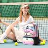 imageTennis Bag Holds 2 Rackets Professional Tennis Bags for Women Tennis Backpack with Ventilated Shoe CompartmentPink and Blue