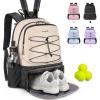 imageTennis Bag Holds 2 Rackets Professional Tennis Bags for Women Tennis Backpack with Ventilated Shoe CompartmentBeige
