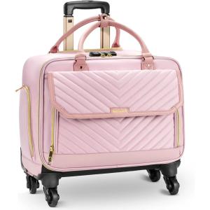 imageRolling Briefcase for Women with 4 Spinner Wheels and Telescopic Extendable Handle Laptop Bag with Wheels Roller Computer Bag for Work Travel Carry On Luggage TSA Friendly Design BlackPink