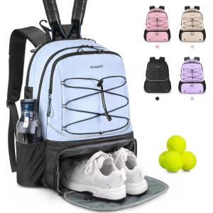 imageTennis Bag Holds 2 Rackets Professional Tennis Bags for Women Tennis Backpack with Ventilated Shoe CompartmentBlue
