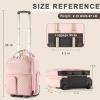 imageUnder seat Carry On Luggage with Wheels Multiple Compartments Airline Approved Personal Item Bag Travel CarryOn with Leather Handle Lightweight Rolling Suitcase for Women Beige BrownPink