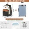 imageRolling Backpack Carry On Luggage For Adults With Wheels 40L Wheeled Backpack For Women Travel Roller Backpack Rolling Bag PinkBlack and Brown