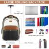 imageRolling Backpack Carry On Luggage For Adults With Wheels 40L Wheeled Backpack For Women Travel Roller Backpack Rolling Bag PinkBlack and Brown