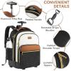 imageRolling Backpack Carry On Luggage For Adults With Wheels 40L Wheeled Backpack For Women Travel Roller Backpack Rolling Bag PinkBlack and Brown