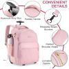 imageRolling Backpack Carry On Luggage For Adults With Wheels 40L Wheeled Backpack For Women Travel Roller Backpack Rolling Bag PinkPink