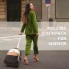 imageRolling Backpack for women 143 inch laptop bag backpack with wheels for large capacity water resistant roller carry on backpack for travel business and college BeigeBrown