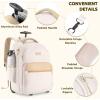 imageRolling Backpack for women 143 inch laptop bag backpack with wheels for large capacity water resistant roller carry on backpack for travel business and college BeigeBeige
