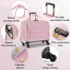 imageRolling Laptop Bag Briefcase for Women with 4 Spinner Wheels and Telescopic Extendable Handle Roller Computer Bag for Work Travel Carry On Luggage TSA Friendly Design PinkPink