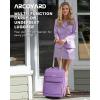 imageUnderseat Carry On Luggage with Wheels Airline Approved Personal Item Bag 17Inch Multifunctional Rolling Bag Lightweight Overnight Suitcase for Women Bussiness Travel BlackPurple