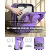 imageUnderseat Carry On Luggage with Wheels Airline Approved Personal Item Bag 17Inch Multifunctional Rolling Bag Lightweight Overnight Suitcase for Women Bussiness Travel BlackPurple