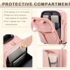 imageUnderseat Carry On Luggage with Wheels Multiple Compartments Airline Approved Personal Item Bag Travel CarryOn with Leather Handle Lightweight Rolling Suitcase for Women Black Gold LPink