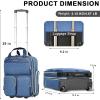 imageUnderseat Carry On Luggage with Wheels Multiple Compartments Airline Approved Personal Item Bag Travel CarryOn with Leather Handle Lightweight Rolling Suitcase for Women Black Gold LBlue