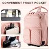 imageUnderseat Carry On Luggage with Wheels Multiple Compartments Airline Approved Personal Item Bag Travel CarryOn with Leather Handle Lightweight Rolling Suitcase for Women Black Gold LPink
