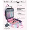 imageZipper Binder 3 Ring with Ita Window 3 Inch Binder with Zipper DRing Fits 14 in Laptop 3in1 ShoulderBackpackHandle 600 Sheets Capacity for School ampamp Office  Pink BluePink Blue