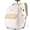 imageRolling Backpack for women 143 inch laptop bag backpack with wheels for large capacity water resistant roller carry on backpack for travel business and college BeigeBeige