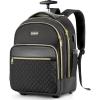 imageRolling Backpack for women 143 inch laptop bag backpack with wheels for large capacity water resistant roller carry on backpack for travel business and college BeigeBlack