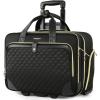 imageRolling Laptop Bag Rolling Briefcase for Women with Waterproof Pocket 173 Inch Computer Bag Underseat Carry On Luggage with Wheels for Work Travel Business Lightweight Beige BrownBlack