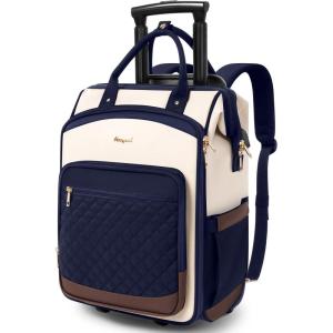 imageRolling Backpack for Women 16 Inch Travel Backpack with Wheels Vertical Storage Wheeled Laptop Backpack Backpack on Wheels for College Business Work Stylish Rolling Laptop Bag Navy BlueNavy Blue