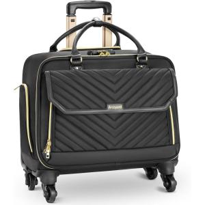 imageRolling Briefcase for Women with 4 Spinner Wheels and Telescopic Extendable Handle Laptop Bag with Wheels Roller Computer Bag for Work Travel Carry On Luggage TSA Friendly Design PinkBlack