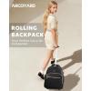 imageRolling Backpack for Women with Wheels roller Laptop Travel Backpack Lightweight Water Resistant Wheeled Underseat Carry On Luggage for Work and College Black PurpleBlack Gold