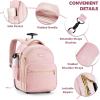 imageRolling Backpack for Women with Wheels roller Laptop Travel Backpack Lightweight Water Resistant Wheeled Underseat Carry On Luggage for Work and College Black PurplePink