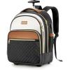 imageRolling Backpack for Women with Wheels roller Laptop Travel Backpack Lightweight Water Resistant Wheeled Underseat Carry On Luggage for Work and College Black PurpleBrown