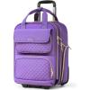 imageUnderseat Carry On Luggage with Wheels Airline Approved Personal Item Luggage 16Inch Multifunctional Underseat Luggage Lightweight Overnight Suitcase for Women Bussiness Travel Beige BrownPurple