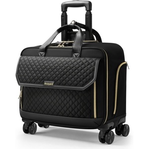image:imageRolling Laptop Bag for Women with 4 Spinner Wheels 17 Inch Rolling Briefcase for Women with Lock Waterproof Rolling Computer Bag with 11 Pockets amp Padded Laptop Sleeve for Work Travel BlackDiamond Black  Black Telescopic Handle