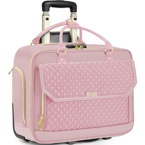 image:imageRolling Laptop Bag for Women with 4 Spinner Wheels 17 Inch Rolling Briefcase for Women with Lock Waterproof Rolling Computer Bag with 11 Pockets amp Padded Laptop Sleeve for Work Travel BlackDiamond Pink  Gold Telescopic Handle