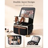 image:imageArcoyard Rolling Makeup Case with 4 Removable Clear Bags Cosmetology Case on Wheels with StainResistant Clear Lid Professional Rolling Makeup Train Case Large Makeup Artist Bag with Wheels BlackBeige Brown