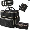 image:imageArcoyard Rolling Makeup Case with 4 Removable Clear Bags Cosmetology Case on Wheels with StainResistant Clear Lid Professional Rolling Makeup Train Case Large Makeup Artist Bag with Wheels BlackBlack