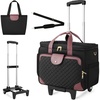image:imageArcoyard Rolling Teacher Bag with File Teacher Tote and Detachable Trolley Large Rolling Bag for Work with 173 Inch Laptop Compartment Work Bags for Women Teaching Nurse Craft Beige BrownBlack Purple