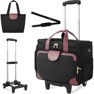 image:imageArcoyard Rolling Teacher Bag with File Teacher Tote and Detachable Trolley Large Rolling Bag for Work with 173 Inch Laptop Compartment Work Bags for Women Teaching Nurse Craft Beige BrownBlack Purple