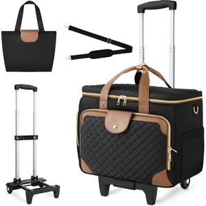 image:imageArcoyard Rolling Teacher Bag with File Teacher Tote and Detachable Trolley Large Rolling Bag for Work with 173 Inch Laptop Compartment Work Bags for Women Teaching Nurse Craft Beige BrownBlack Brown