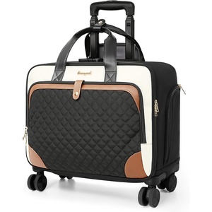 image:imageArcoyard Rolling Laptop Bag Rolling Briefcase for Women with Waterproof Pocket 16 Inch Computer Bag Luggage with MultiWheels for Work Travel Business Lightweight Beige Brown