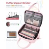image:imagePuffer Zipper Binder 3 Ring with Pencil Pouch 3 Dring Binder with Zipper and Shoulder Strap 600 Sheets Capacity Zip Up Binder with 156 Laptop Pocket Binder Bag for School College Office BlackPink