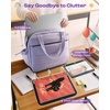 image:imagePuffer Zipper Binder 3 Ring with Pencil Pouch 3 Dring Binder with Zipper and Shoulder Strap 600 Sheets Capacity Zip Up Binder with 156 Laptop Pocket Binder Bag for School College Office BlackPurple
