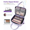 image:imagePuffer Zipper Binder 3 Ring with Pencil Pouch 3 Dring Binder with Zipper and Shoulder Strap 600 Sheets Capacity Zip Up Binder with 156 Laptop Pocket Binder Bag for School College Office BlackPurple