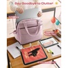image:imagePuffer Zipper Binder 3 Ring with Pencil Pouch 3 Dring Binder with Zipper and Shoulder Strap 600 Sheets Capacity Zip Up Binder with 156 Laptop Pocket Binder Bag for School College Office BlackPink