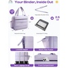 image:imagePuffer Zipper Binder 3 Ring with Pencil Pouch 3 Dring Binder with Zipper and Shoulder Strap 600 Sheets Capacity Zip Up Binder with 156 Laptop Pocket Binder Bag for School College Office BlackPurple