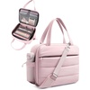 image:imagePuffer Zipper Binder 3 Ring with Pencil Pouch 3 Dring Binder with Zipper and Shoulder Strap 600 Sheets Capacity Zip Up Binder with 156 Laptop Pocket Binder Bag for School College Office BlackPink