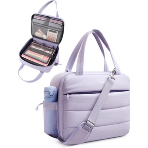 image:imagePuffer Zipper Binder 3 Ring with Pencil Pouch 3 Dring Binder with Zipper and Shoulder Strap 600 Sheets Capacity Zip Up Binder with 156 Laptop Pocket Binder Bag for School College Office BlackPurple