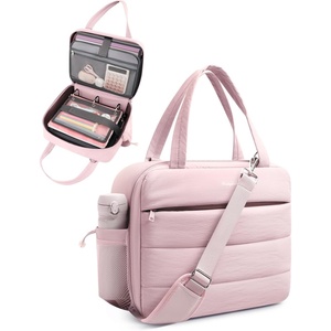 image:imagePuffer Zipper Binder 3 Ring with Pencil Pouch 3 Dring Binder with Zipper and Shoulder Strap 600 Sheets Capacity Zip Up Binder with 156 Laptop Pocket Binder Bag for School College Office BlackPink