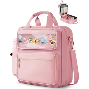 image:imageZipper Binder 3 Ring with Ita Window 3 Inch DRing Binder with Zipper and Strap Fits 14 Laptop 600 Sheets Capacity 3in1 ShoulderBackpackHandle Binder Bag for School Office Commute BlackPink